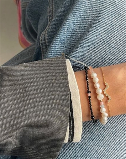 Stine A - Perlie Creme Armbånd - Pink/Blue